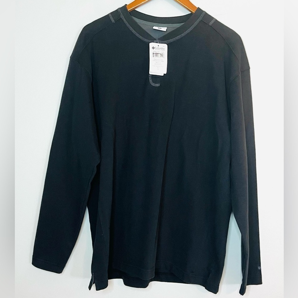 Columbia NEW Mens Black High Hampton Henley Thick Knit Shirt Sz L